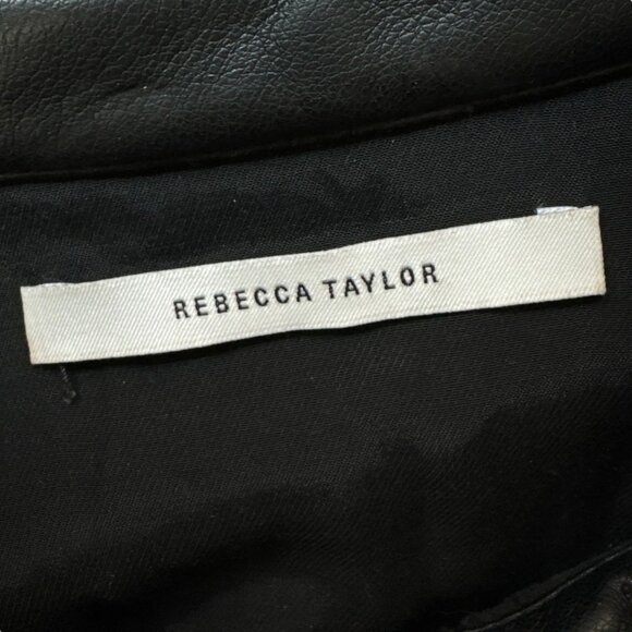 Rebecca Taylor RTR Faux Leather Buttoned Long Sleeve Romper Black Size 4 - Picture 9 of 11